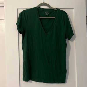 Emerald Green V-neck t-shirt cut on bias for a flattering fit